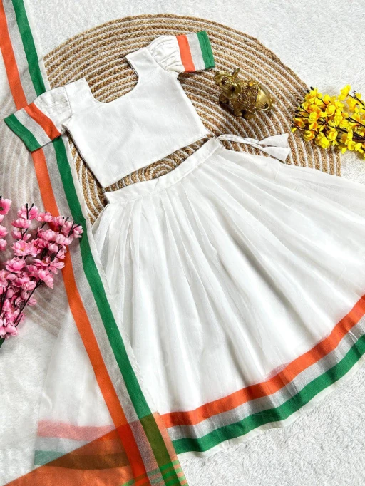 Small Girl lehenga Choli with Indian Flag For 15 August