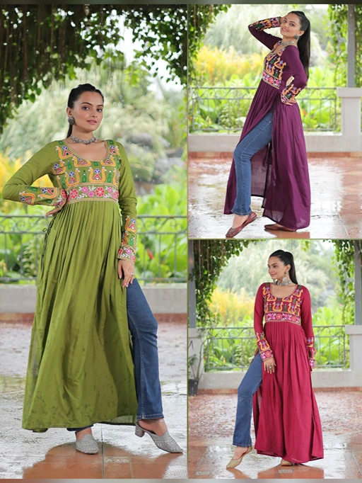 Stylish Long Kurti for Navratri Garba Outfit