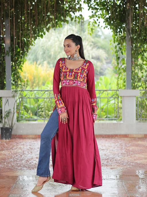 Stylish Long Kurti for Navratri Garba Outfit