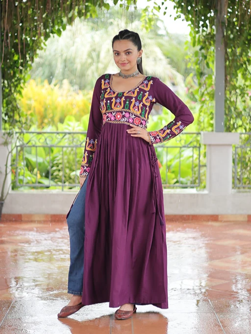 Stylish Long Kurti for Navratri Garba Outfit