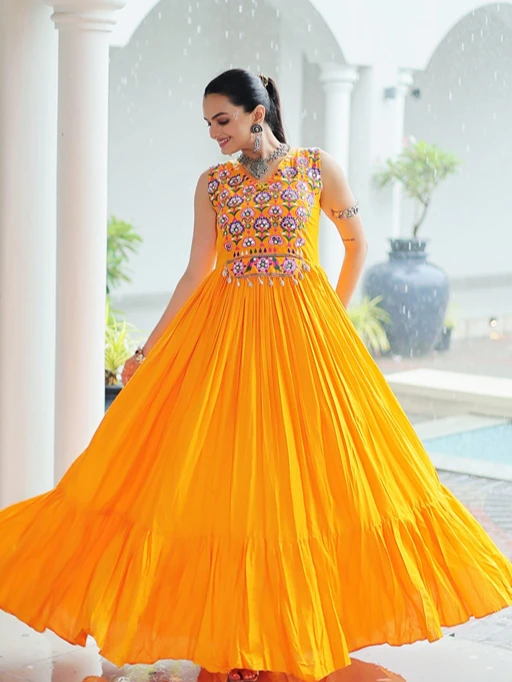 Stylish Navratri Gown with Katchi Work
