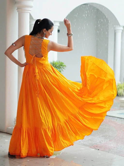 Stylish Navratri Gown with Katchi Work