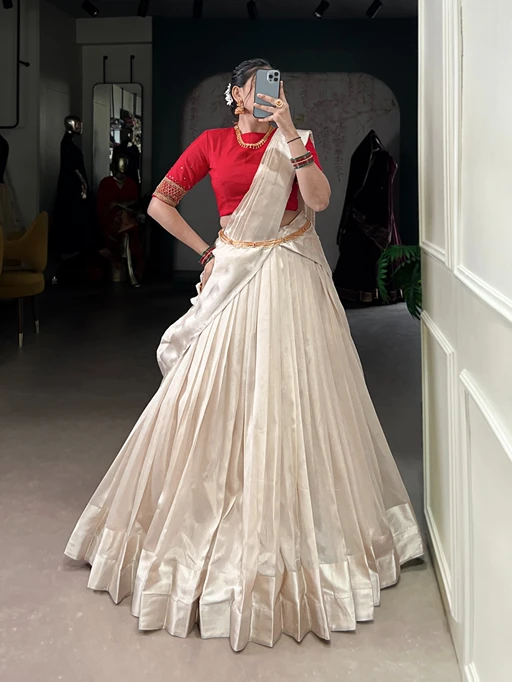 Stylish Pure White South Style Lehenga choli