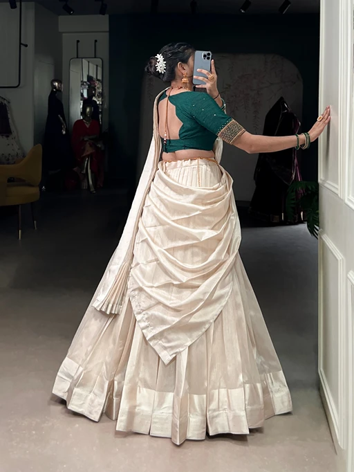 Stylish Pure White South Style Lehenga choli