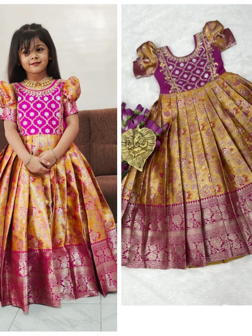 Wedding Wear Silk Small Girls Gown - Image 6