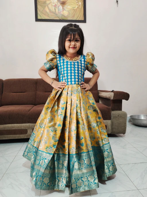 Wedding Wear Silk Small Girls Gown
