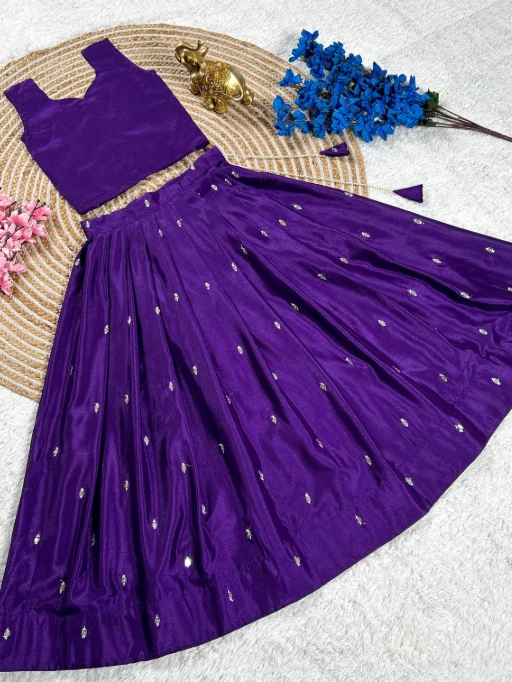 Wedding Wear Small Girls Purple Gown with Jacket