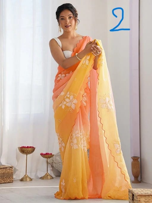 Wedding Wear Pastel Color Padding Saree