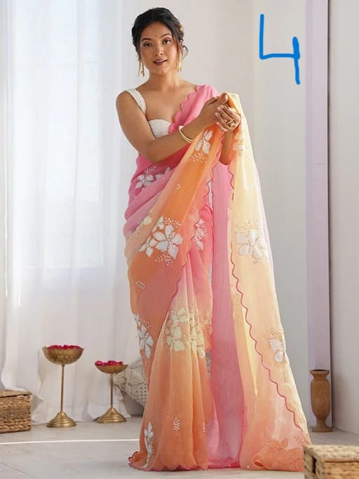 Wedding Wear Pastel Color Padding Saree