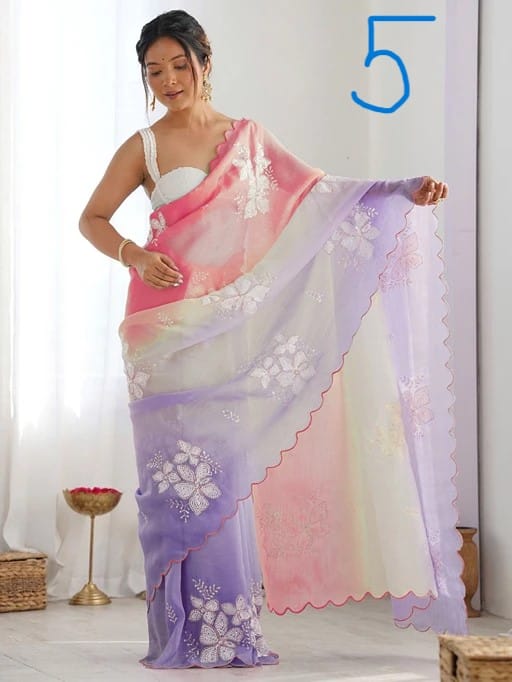 Wedding Wear Pastel Color Padding Saree