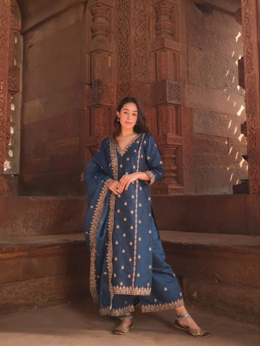 Festive Wear Blue Kurta Sharara Set