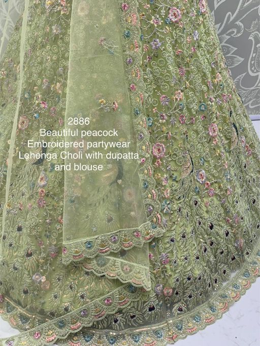 Peacock Embroidery Worked Bridal Lehenga Choli
