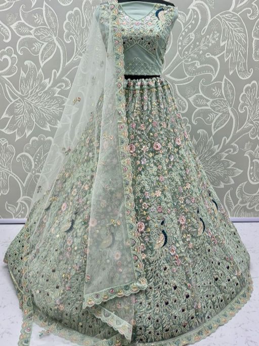 Peacock Embroidery Worked Bridal Lehenga Choli