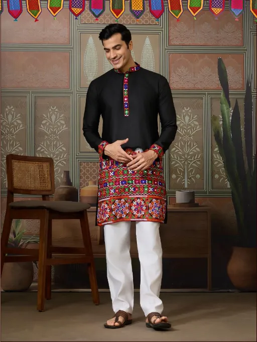 Traditional Men's Navratri Kurta Ijar