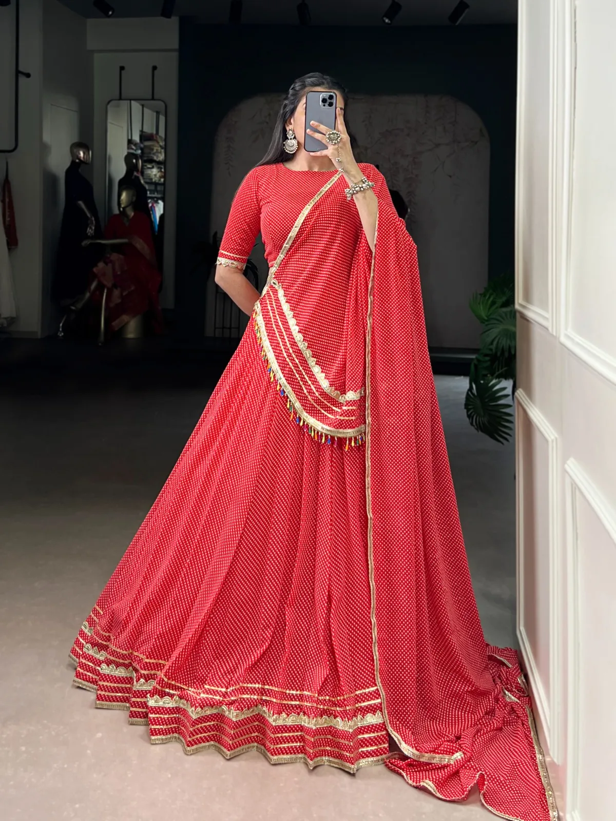 Bandhani Printed 7 Mtr Chaniya Choli For Navratri - Image 3