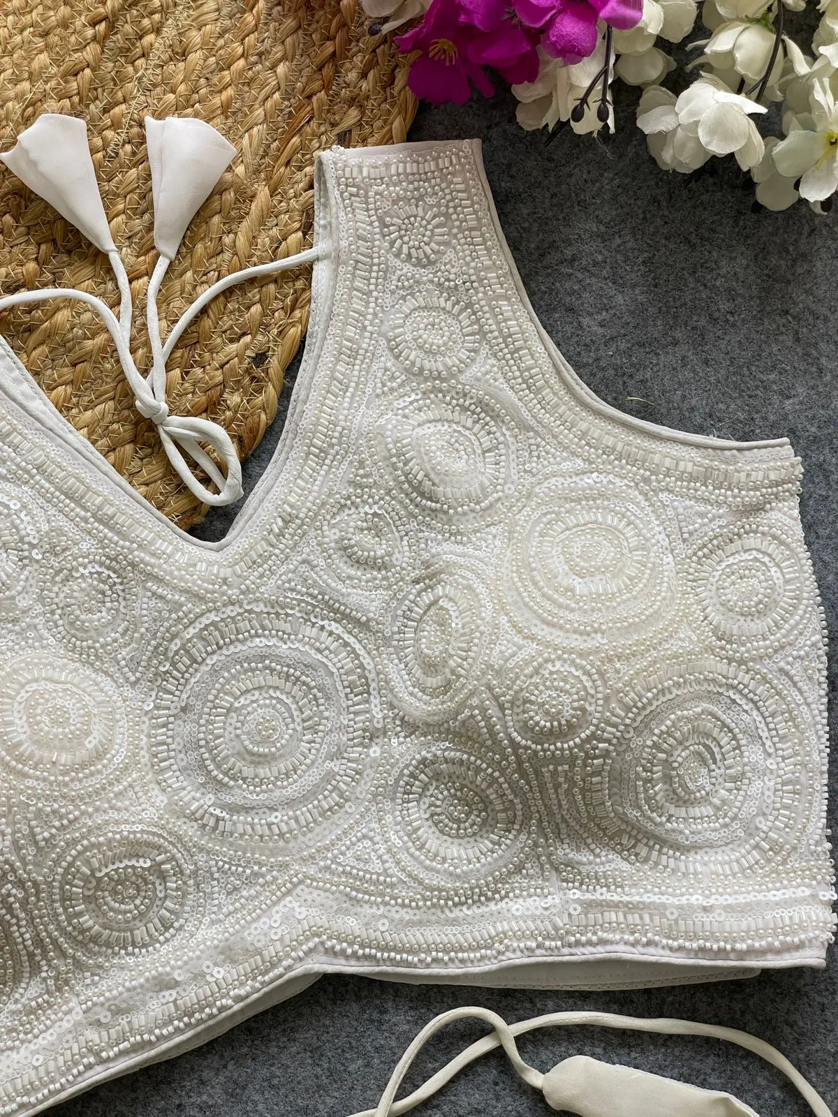 Bridal Handwork Blouse With Beads Work