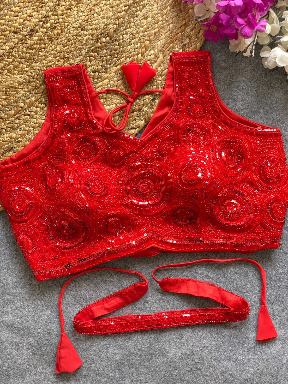 Bridal Handwork Blouse With Beads Work - Image 2