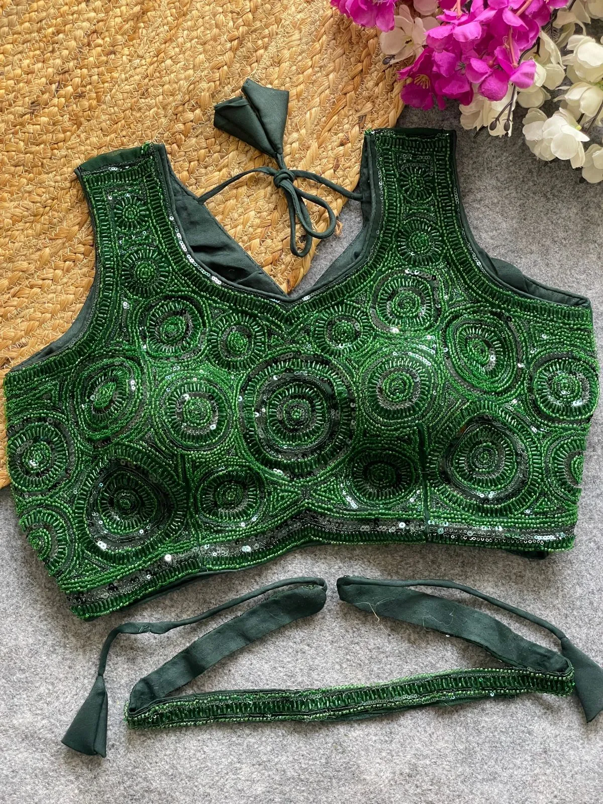 Bridal Handwork Blouse With Beads Work - Image 5
