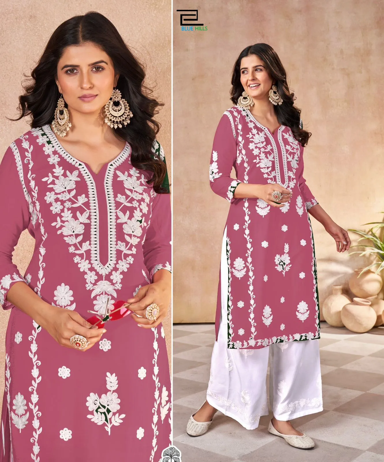 Buy Chikan Kurti Pant Set - Image 2