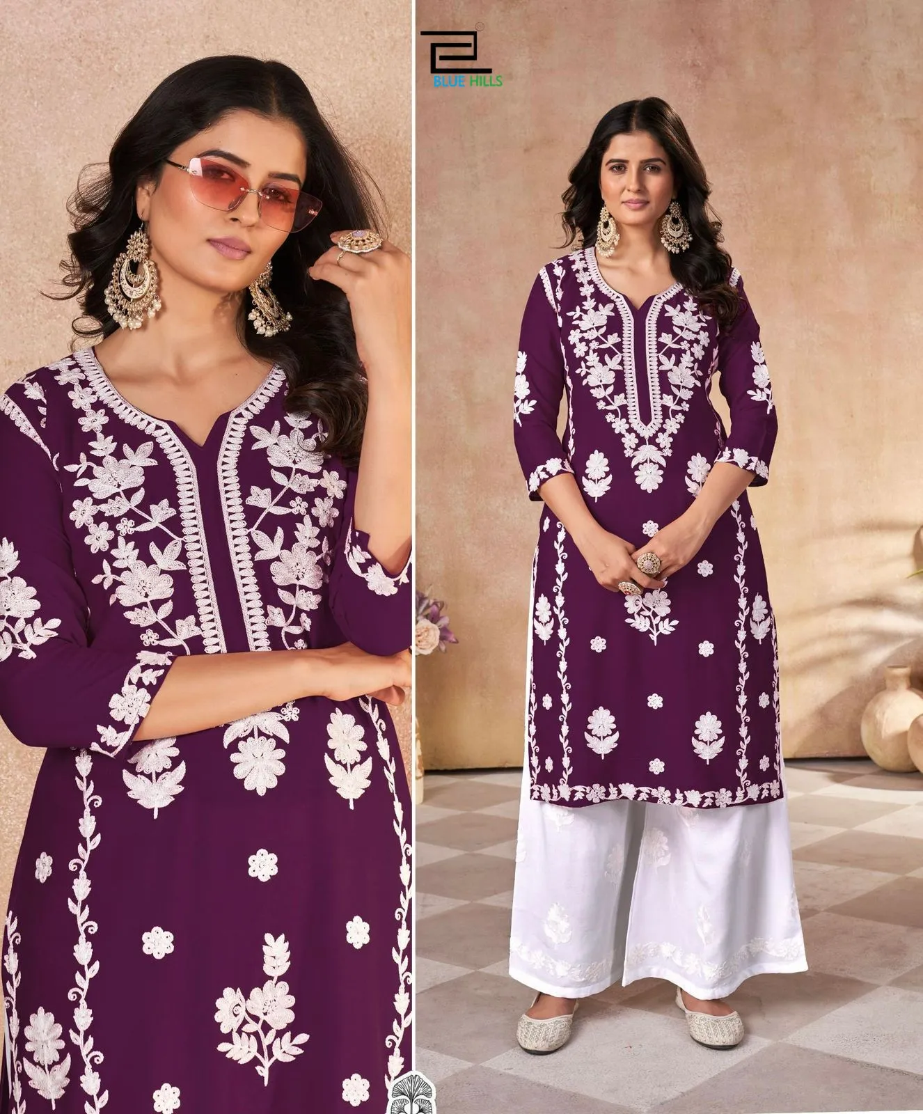 Buy Chikan Kurti Pant Set - Image 3