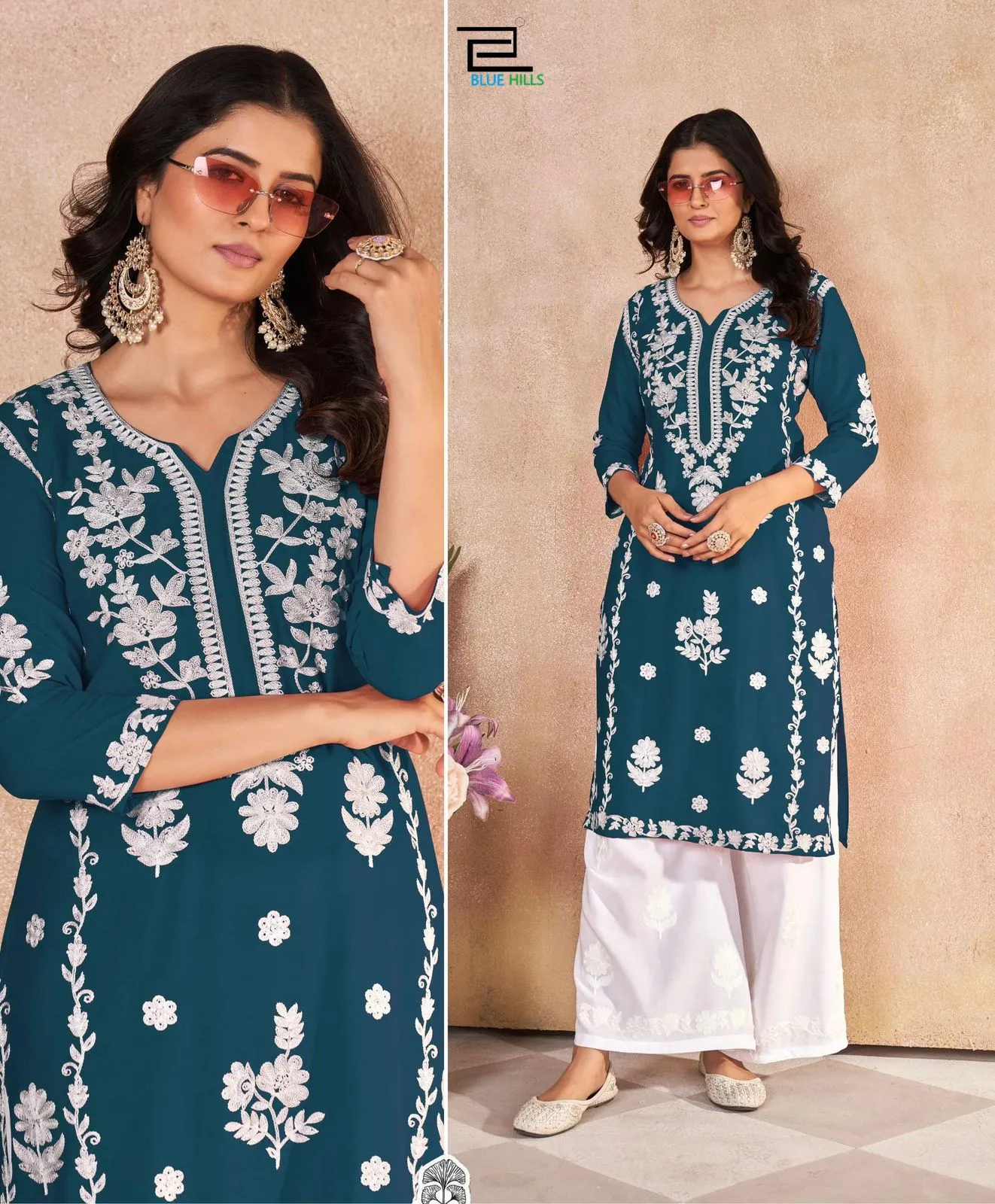 Buy Chikan Kurti Pant Set - Image 4
