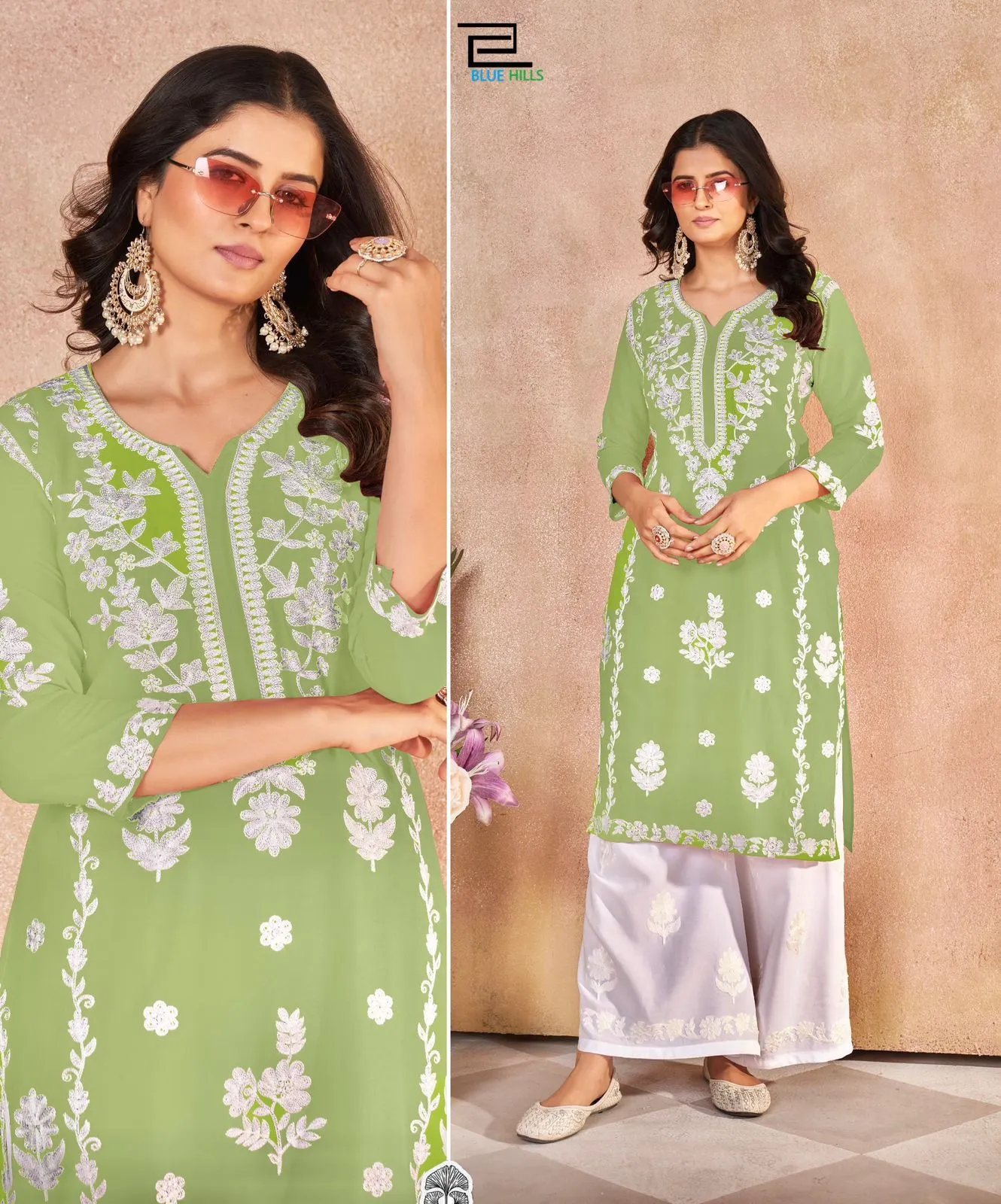 Buy Chikan Kurti Pant Set - Image 5