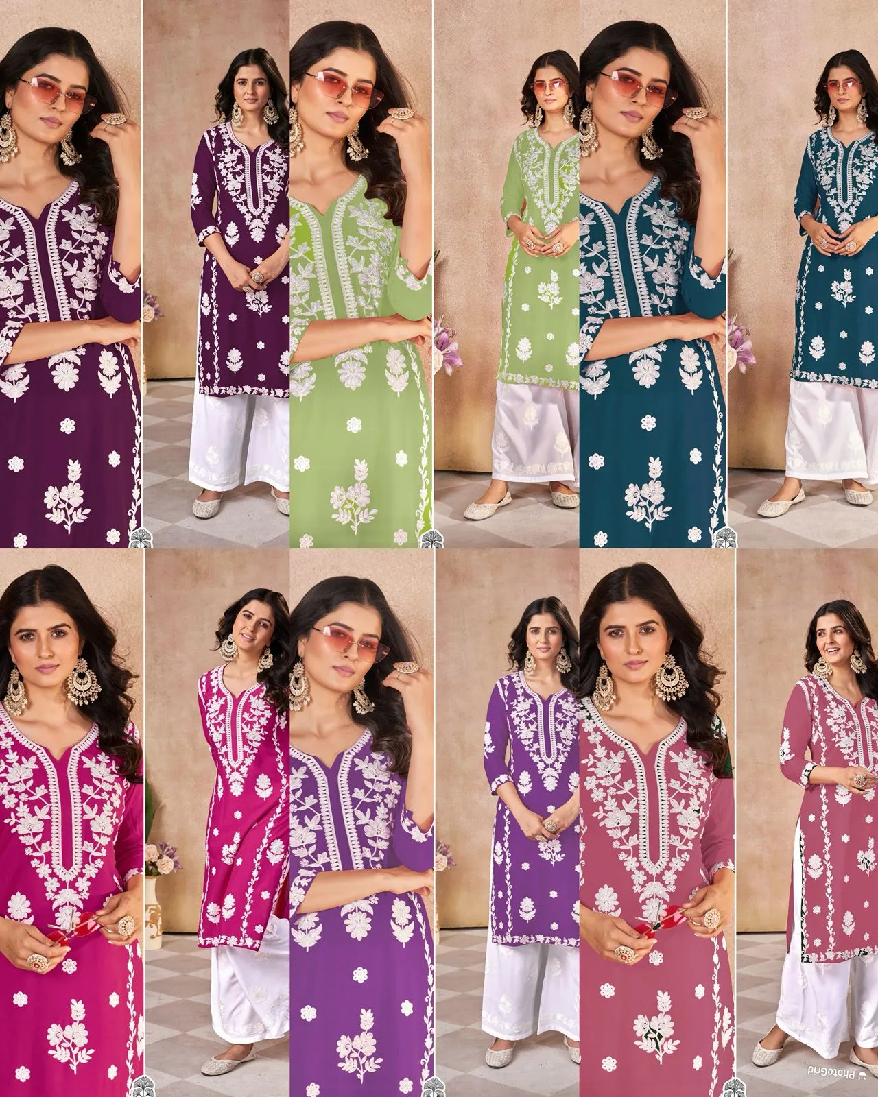 Buy Chikan Kurti Pant Set - Image 6