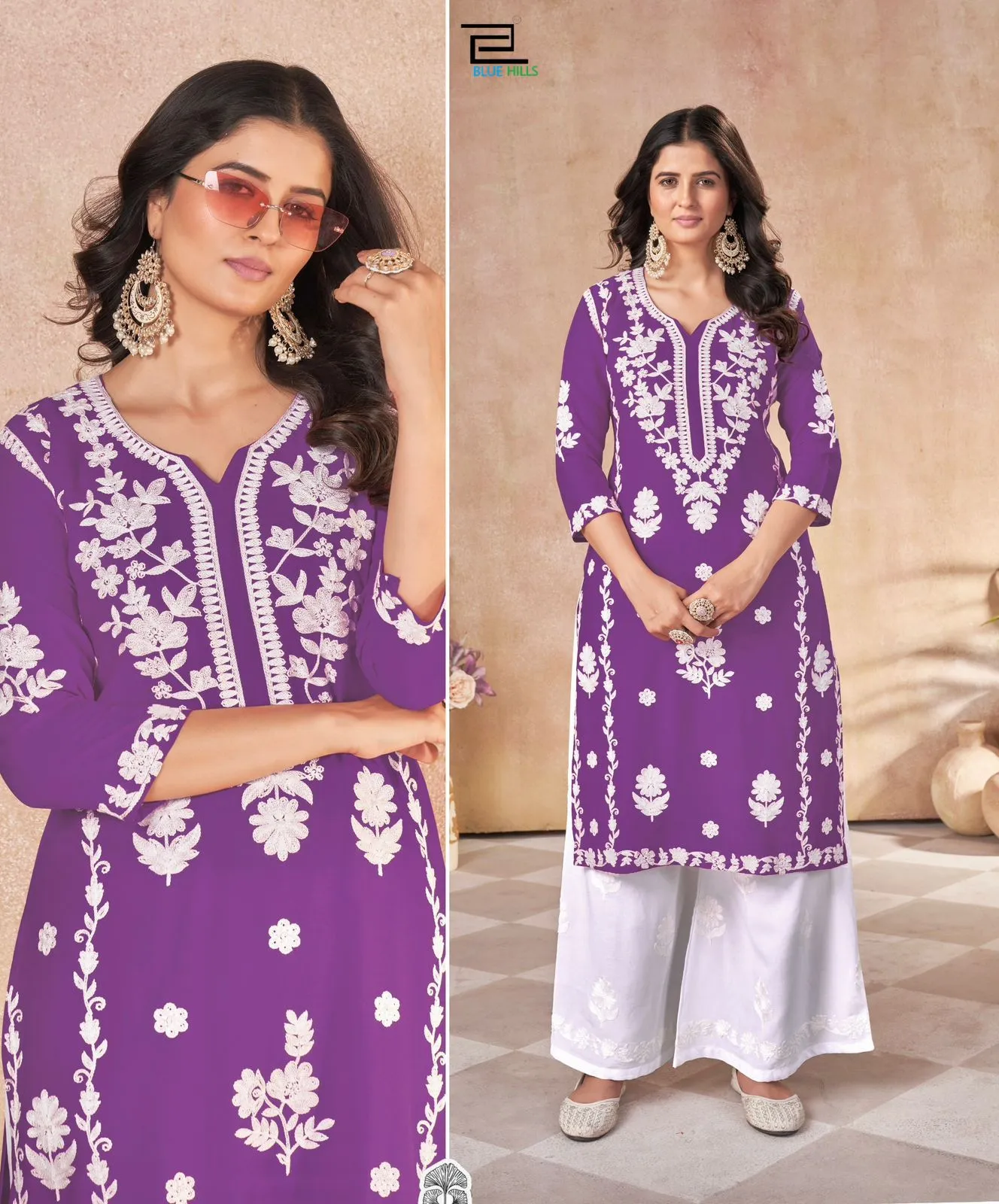 Buy Chikan Kurti Pant Set - Image 8