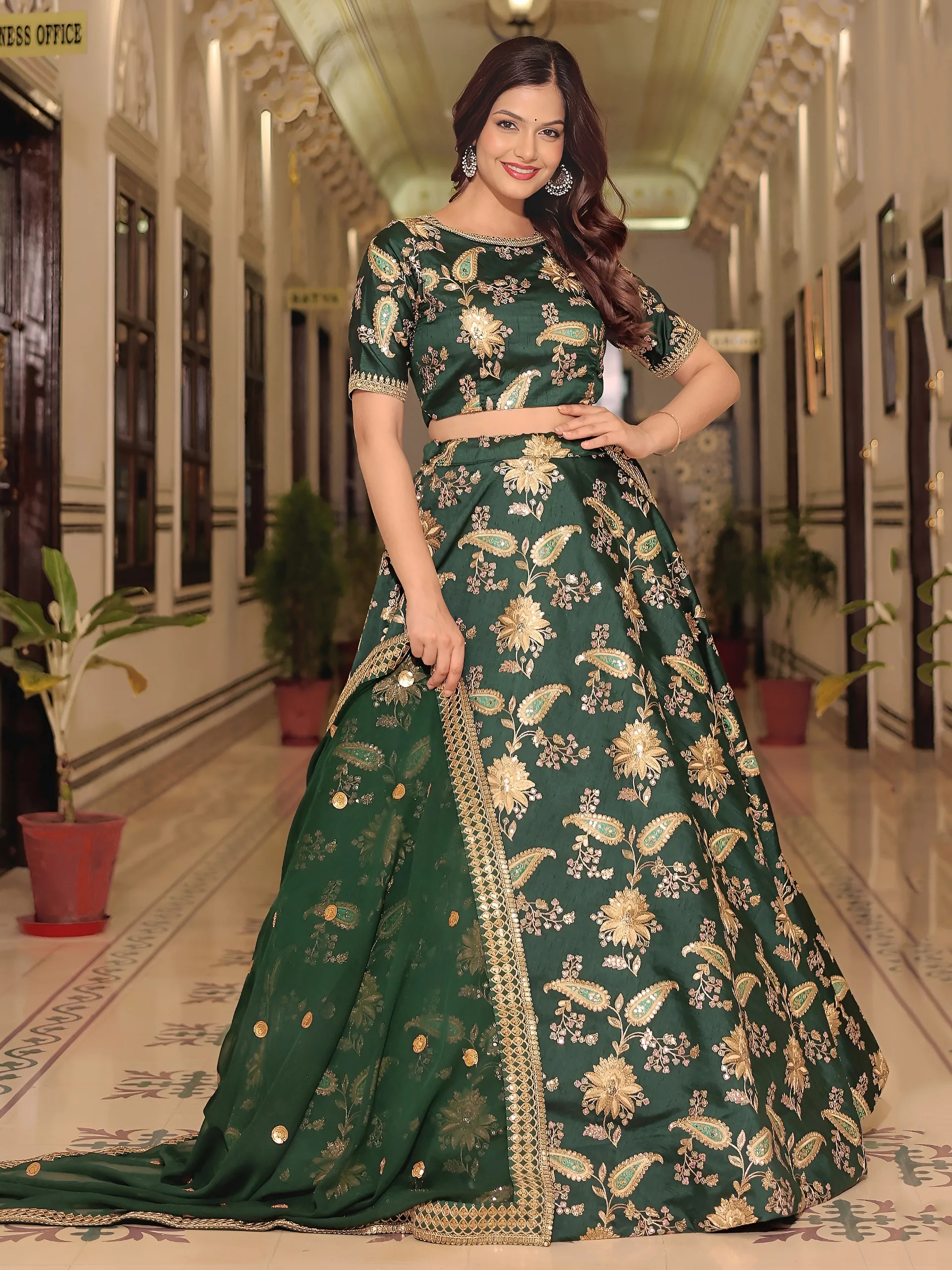 Dark Green Wedding Lehenga Design 2025