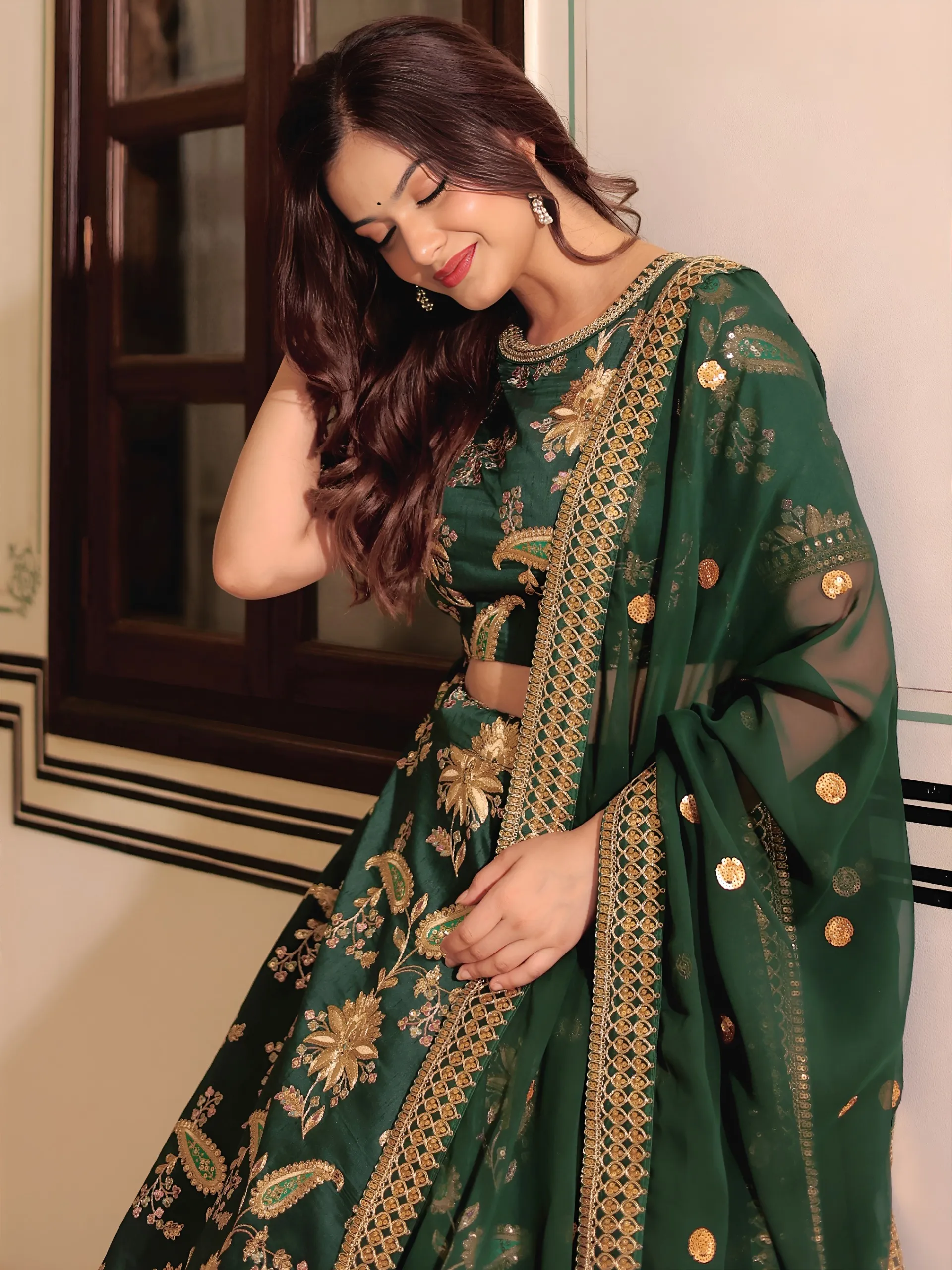 Dark Green Wedding Lehenga Design 2025 - Image 2