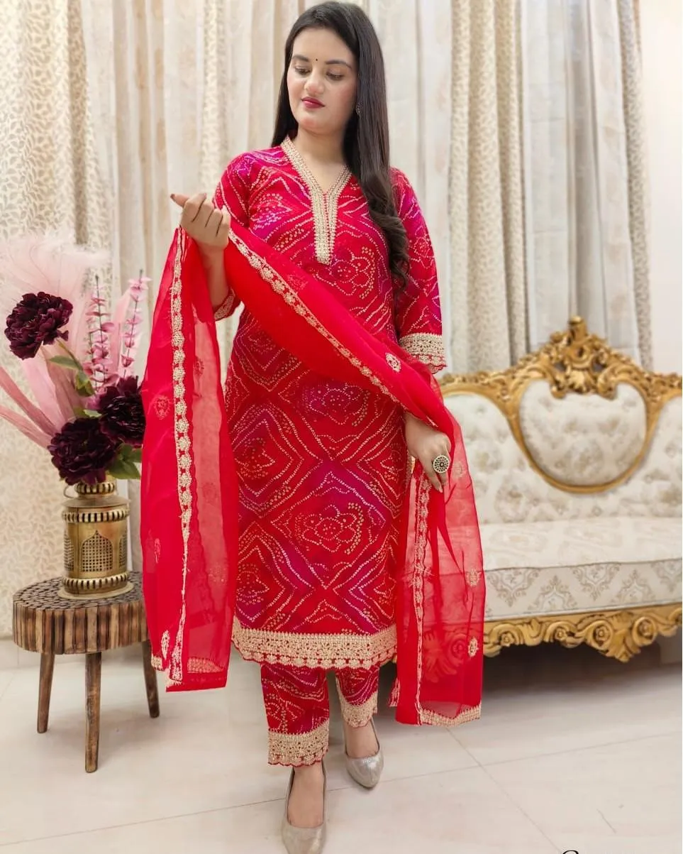 Designer Bandhni Printed Suit Set