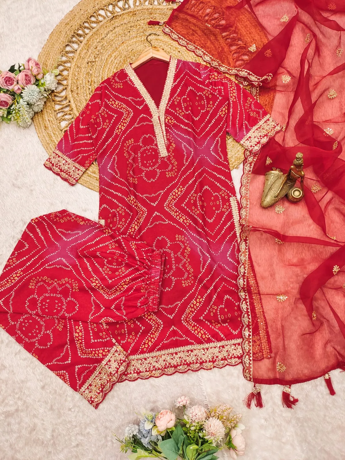 Designer Bandhni Printed Suit Set - Image 2