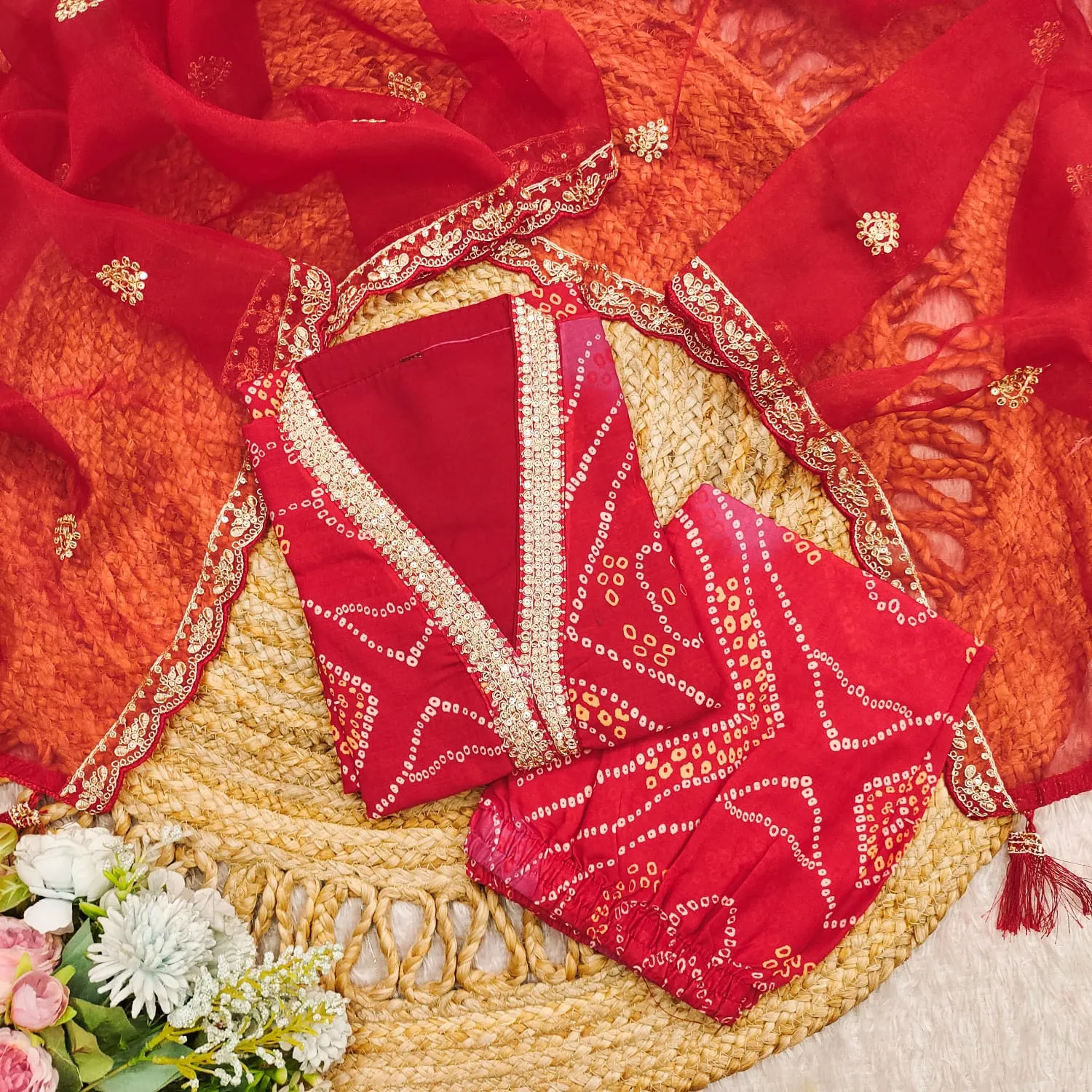 Designer Bandhni Printed Suit Set - Image 3