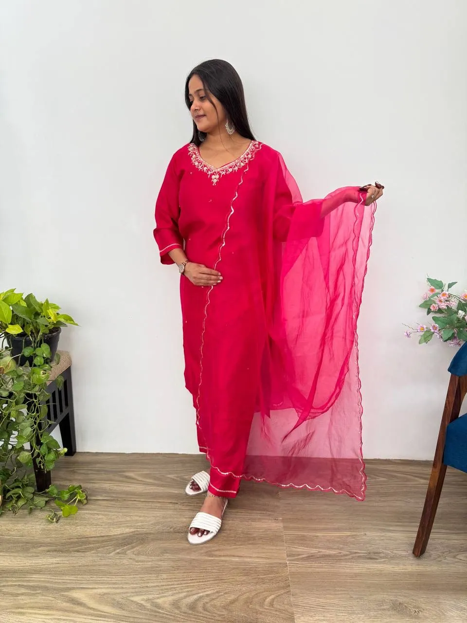 Festive Wear Red Kurti Set