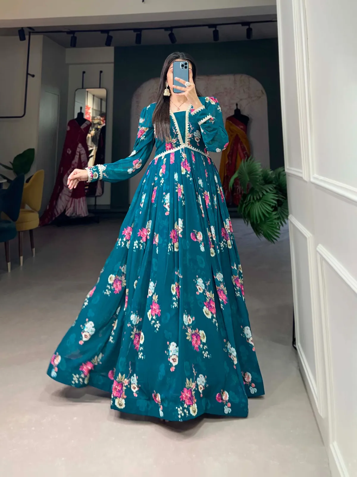 Floral Georgette Party Gown