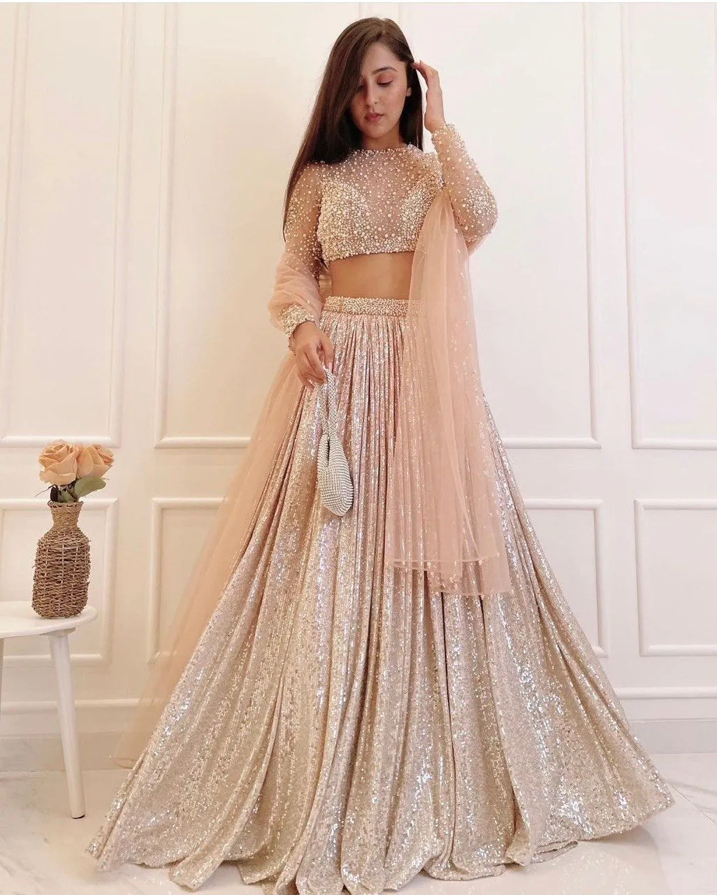 Most Beautiful Pearl Work Wedding Lehenga