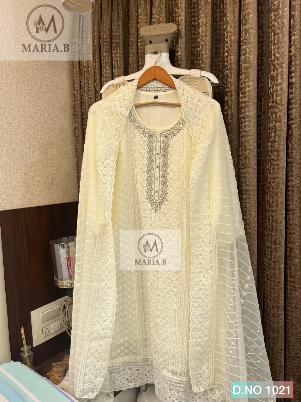 Readymade Cream Georgette Pakistani Suit - Image 2