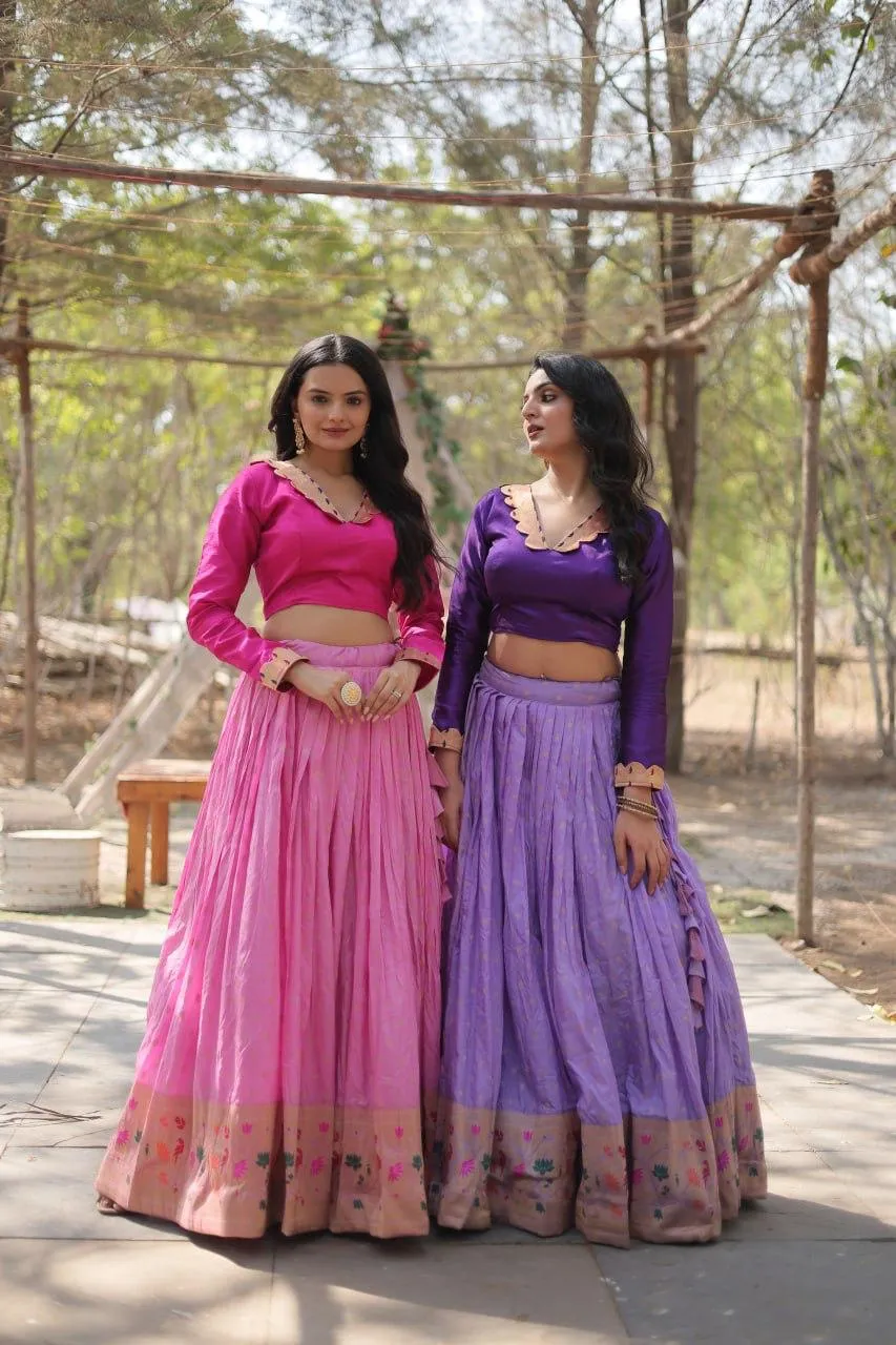 Readymade Pink Kalamkari Lehenga - Image 3