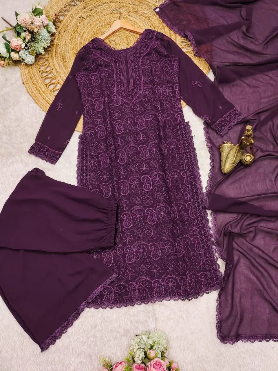 Stylish Chikankari Kurti with Long Top