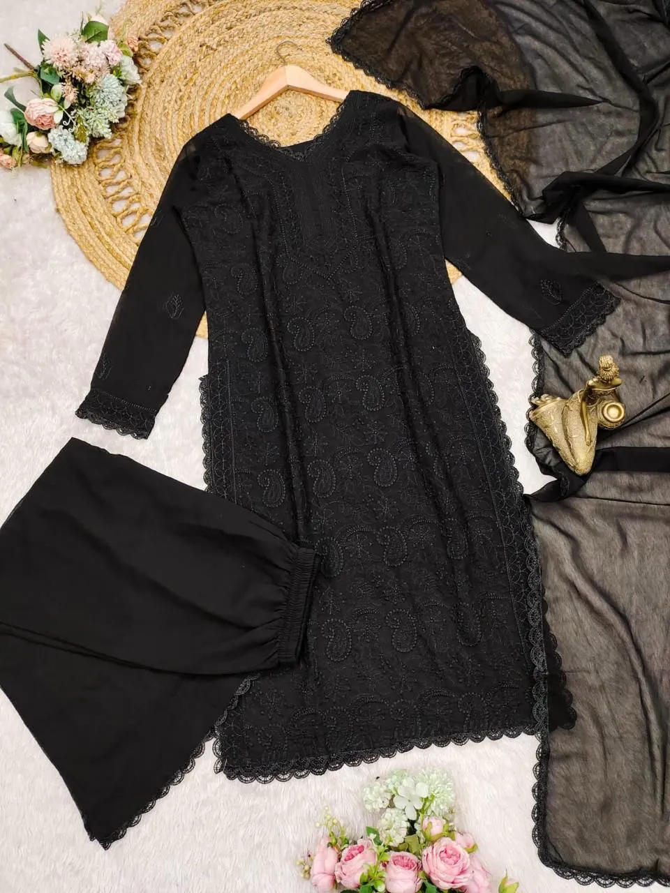 Stylish Chikankari Kurti with Long Top - Image 2