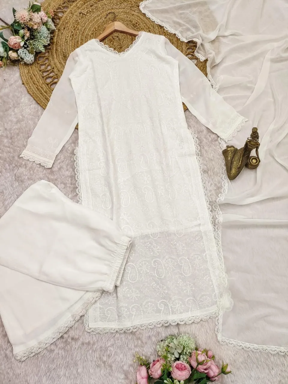Stylish Chikankari Kurti with Long Top - Image 4