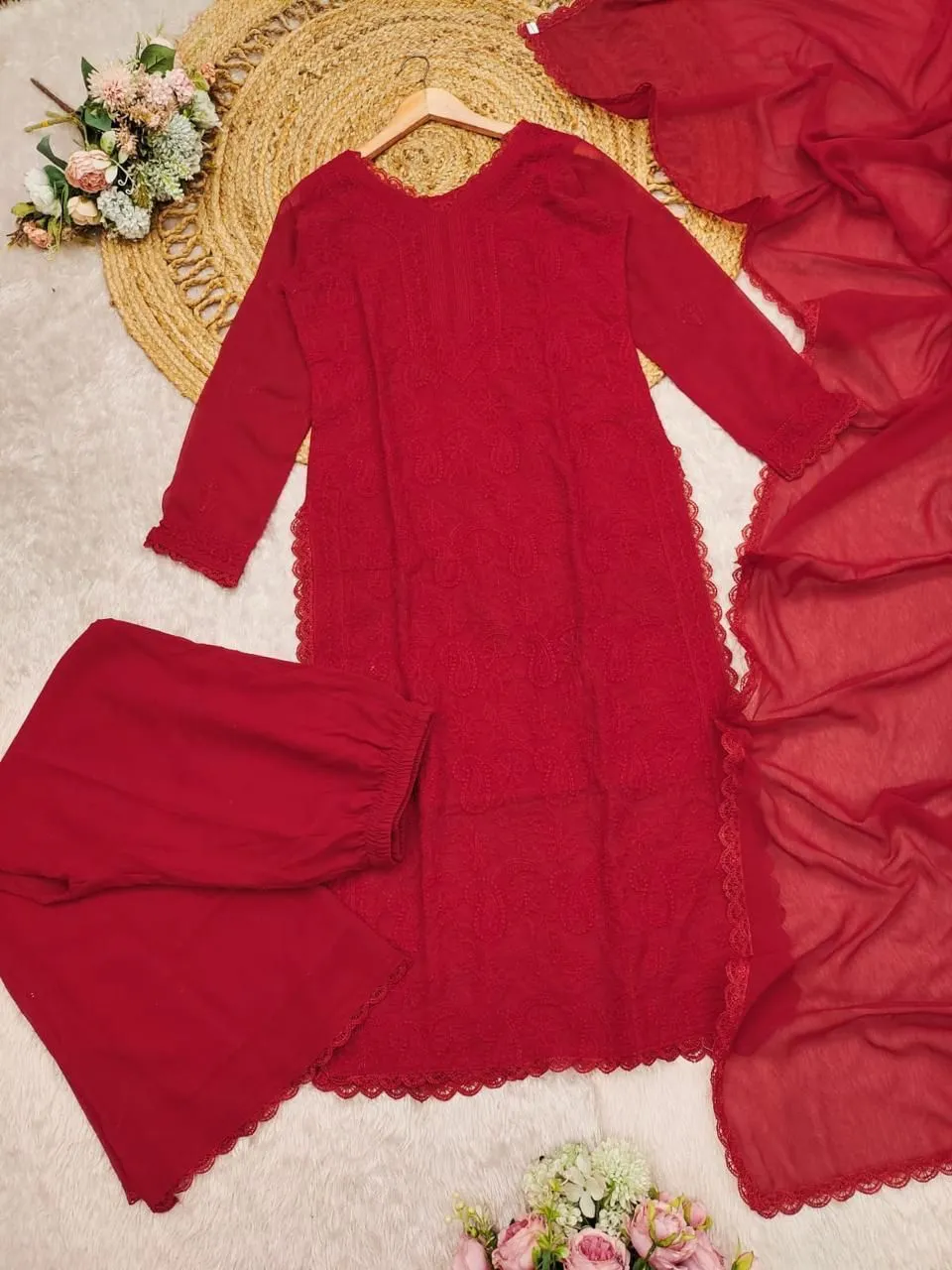 Stylish Chikankari Kurti with Long Top - Image 5