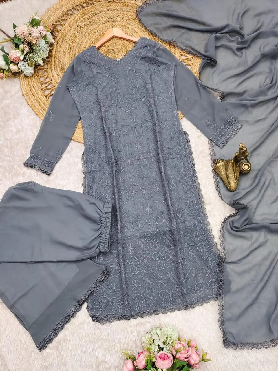 Stylish Chikankari Kurti with Long Top - Image 8