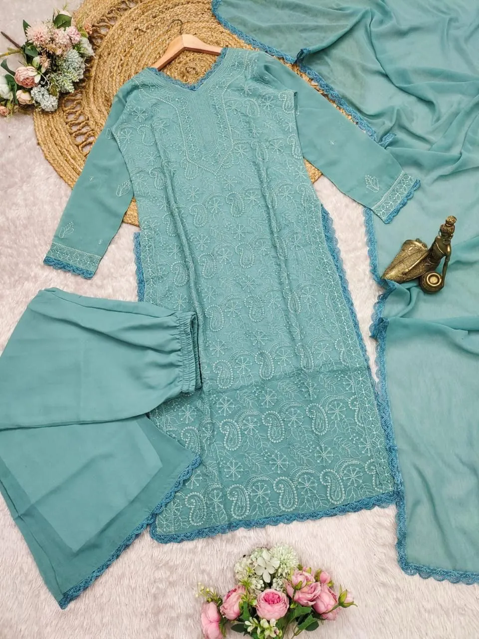 Stylish Chikankari Kurti with Long Top - Image 9