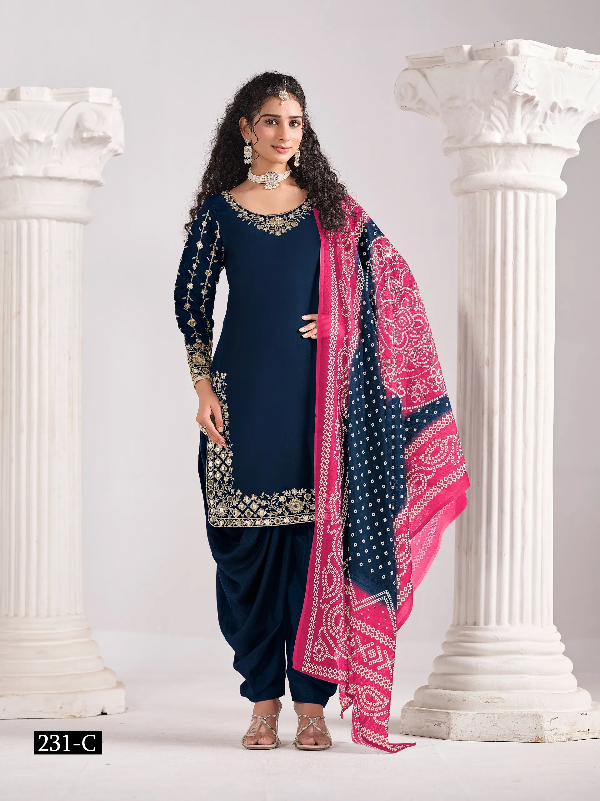 Stylish Patiala Suit with Bandhni Dupatta