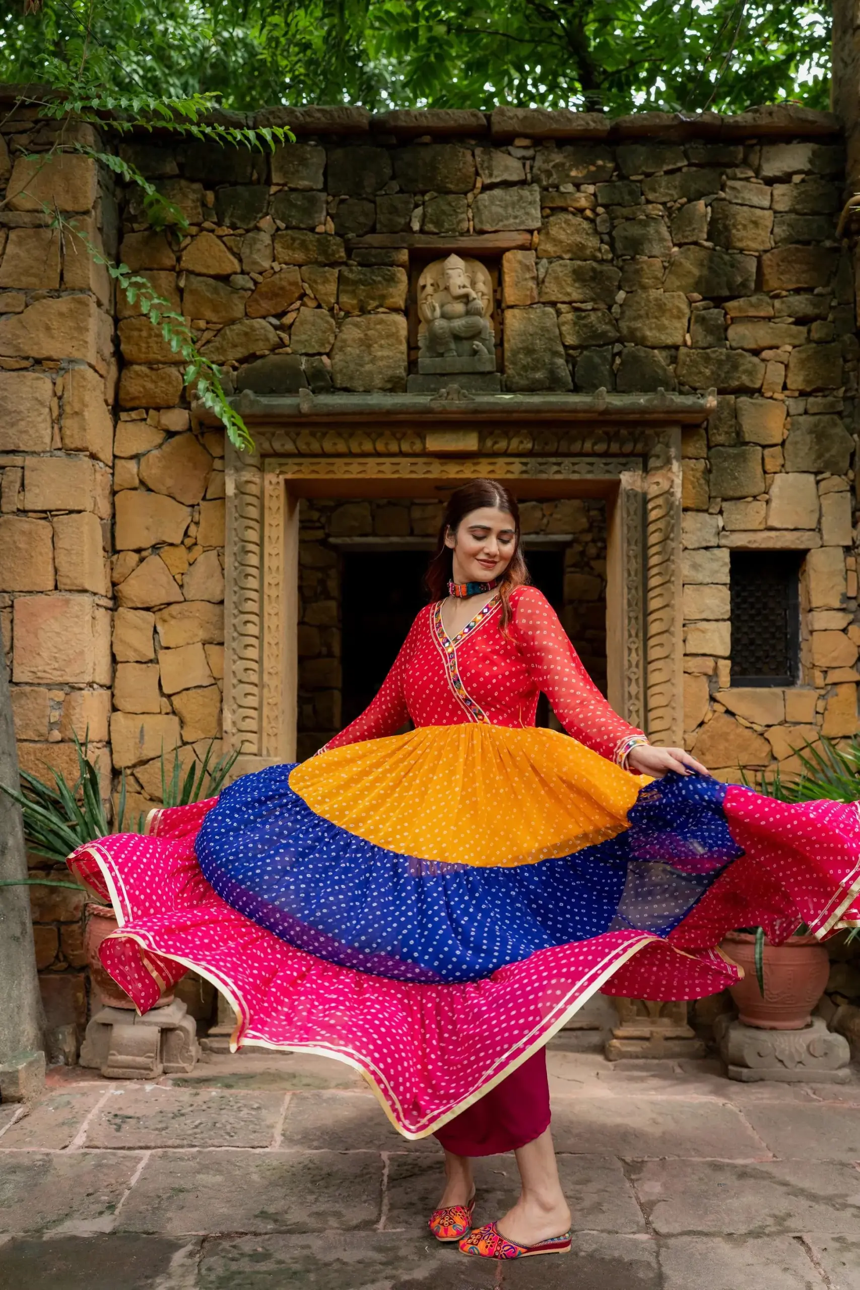 Traditional Bandhini Printed Navratri Gown - Image 3