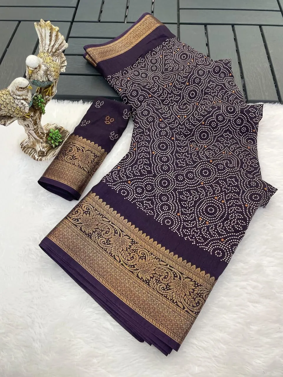 Bandhani Printed Dola Cotton Saree