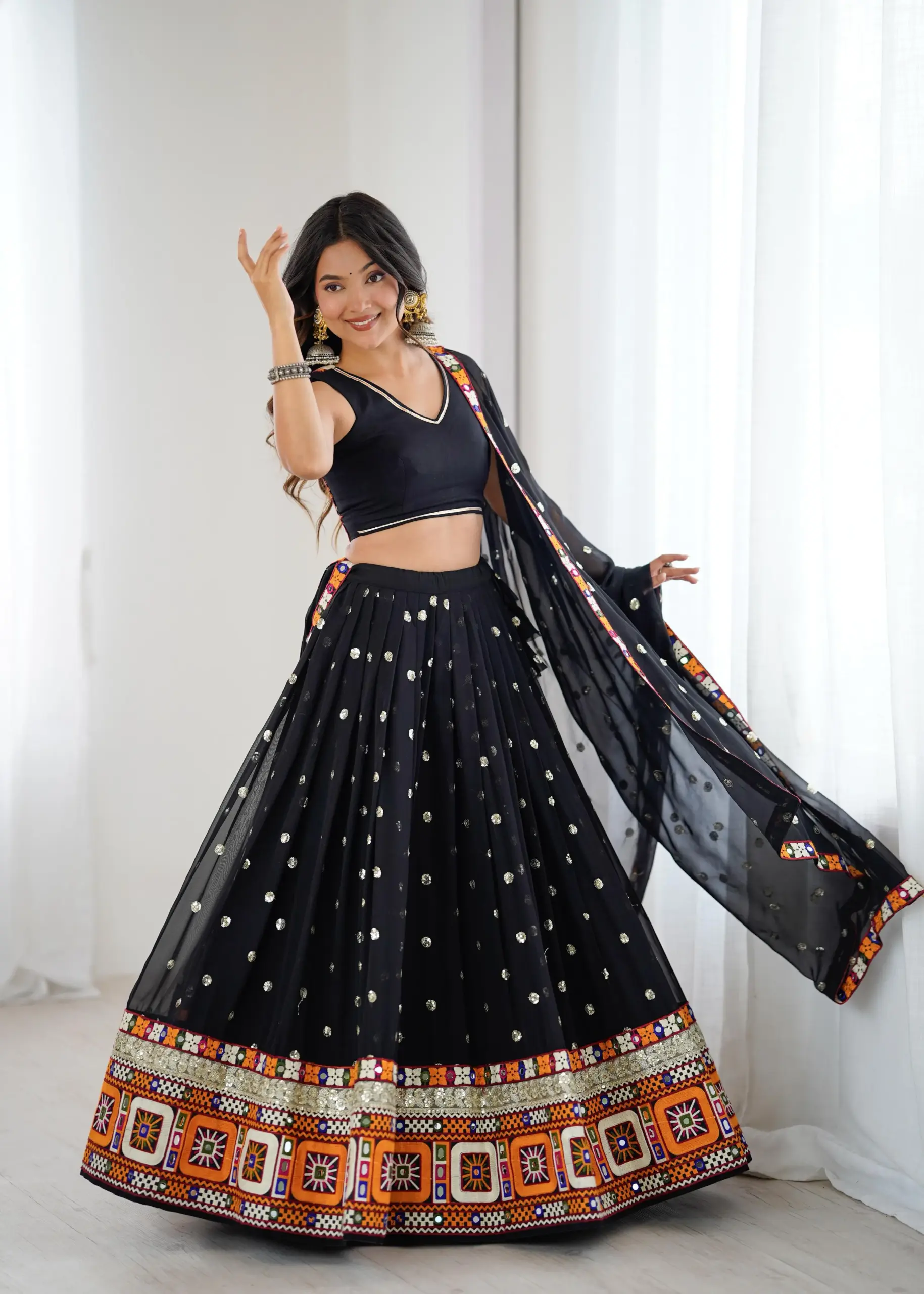 Buy Black Navratri Chaniya Choli - Image 3