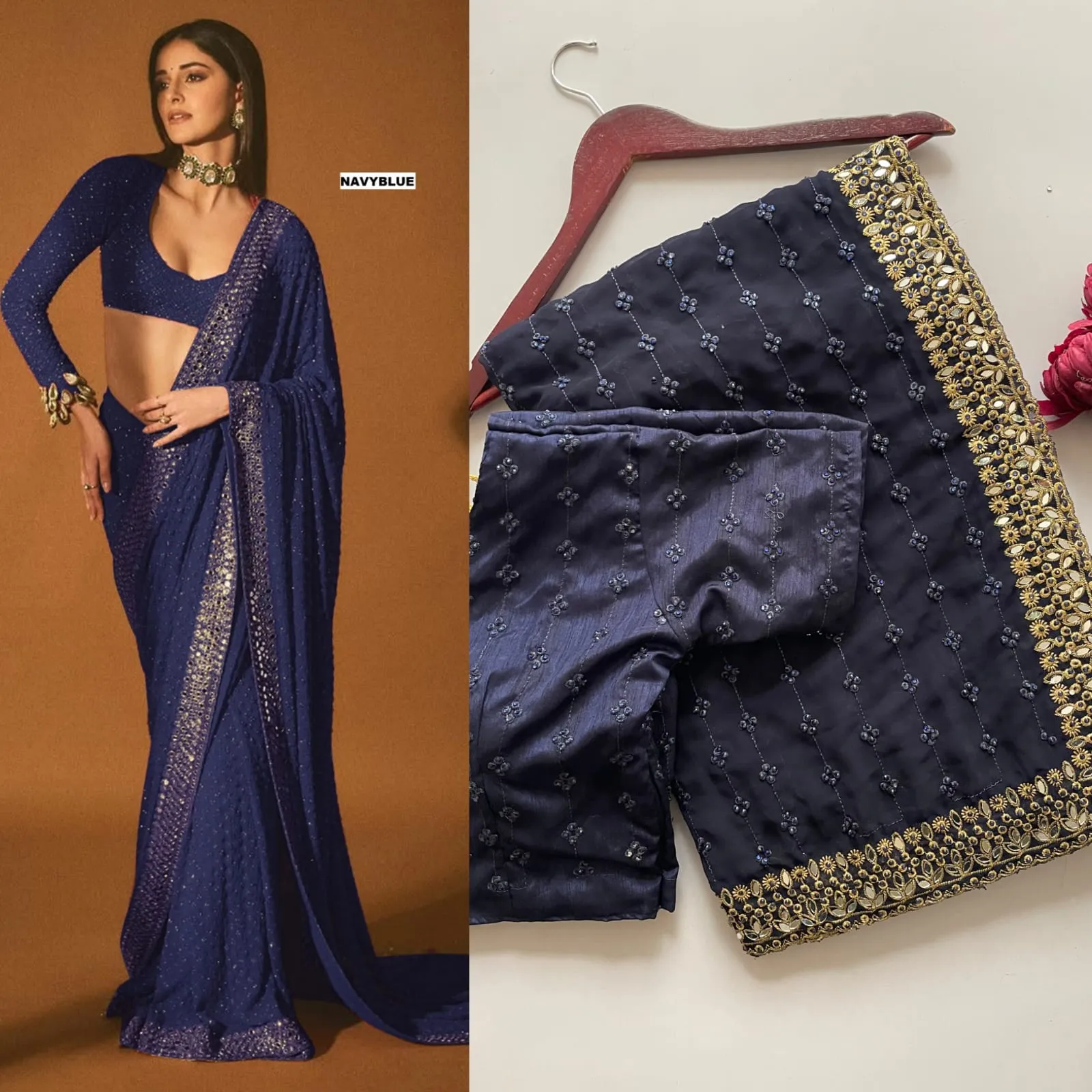 Buy Bollywood Style Border Saree - Image 3