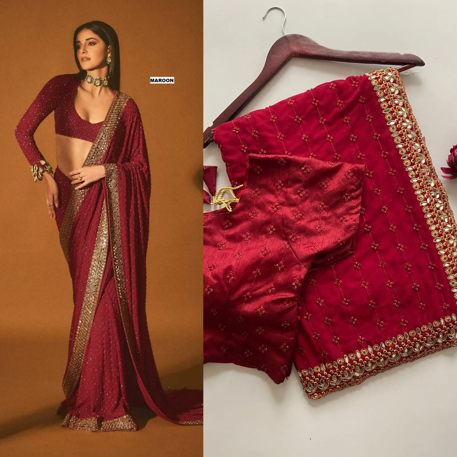 Buy Bollywood Style Border Saree - Image 4